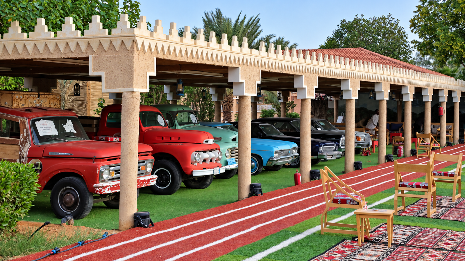 The classic-car setting